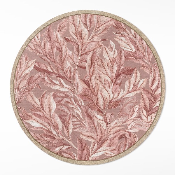 Kulatý vinylový koberec Jemné pastelové listy boho