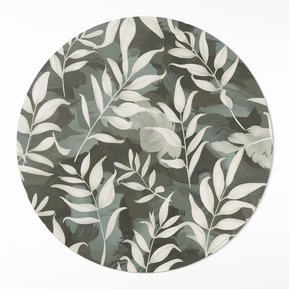Kulatý vinylový koberec Světlé jemné listy vegetace vintage