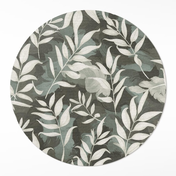 Kulatý vinylový koberec Světlé jemné listy vegetace vintage