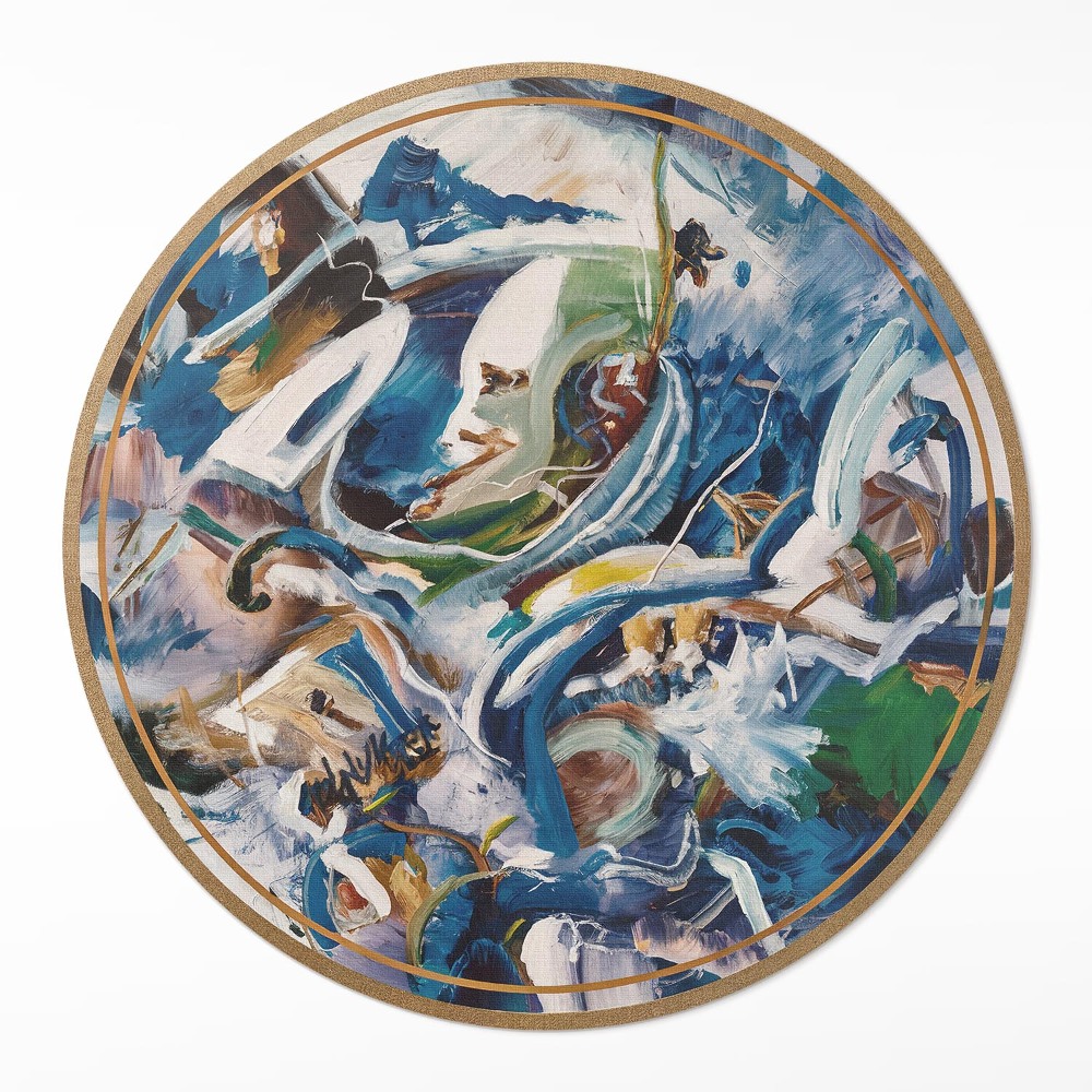 Kulatý vinylový koberec Malířská abstrakce expresivní stopy barev