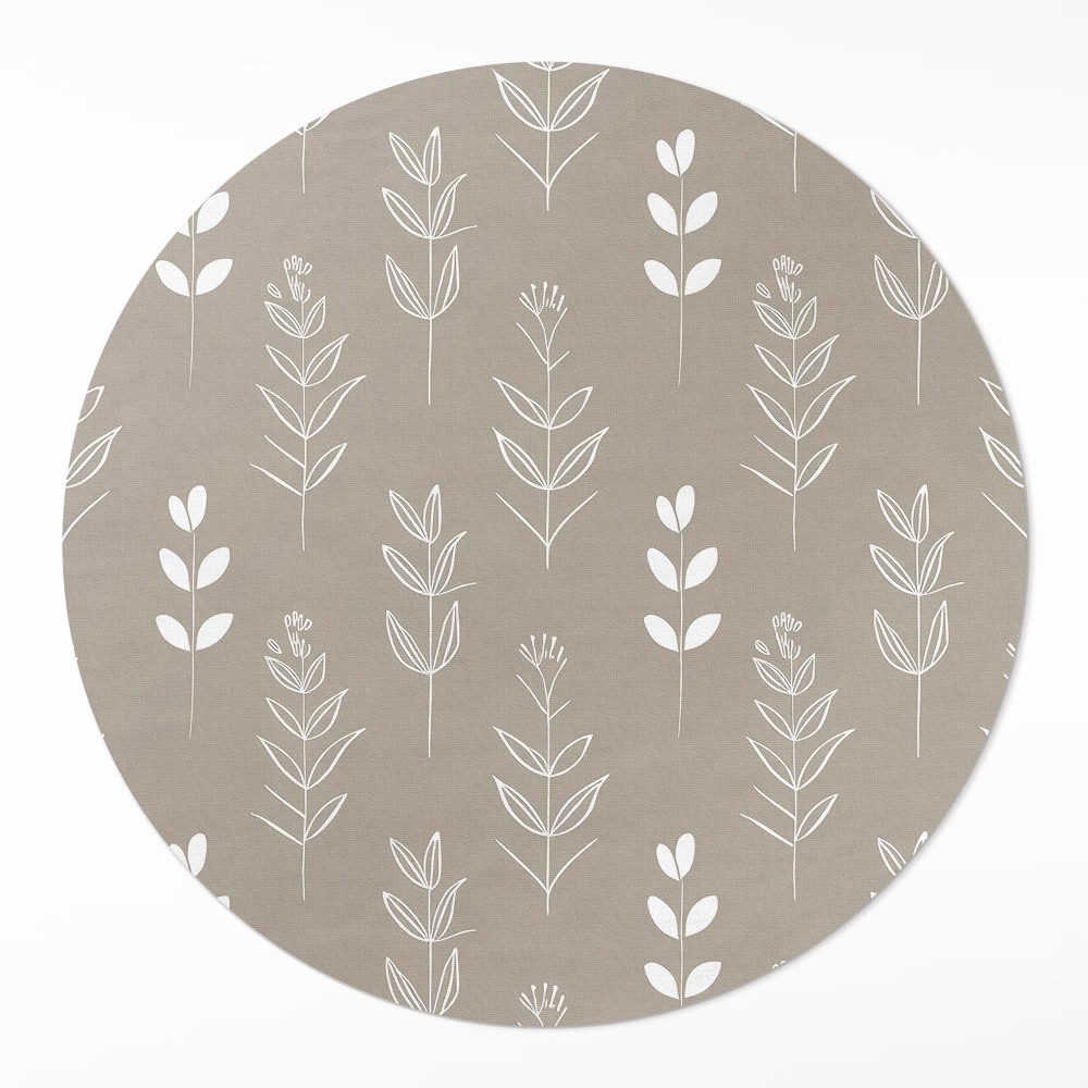 Kulatý vinylový koberec Jemné listy a větvičky ve stylu boho