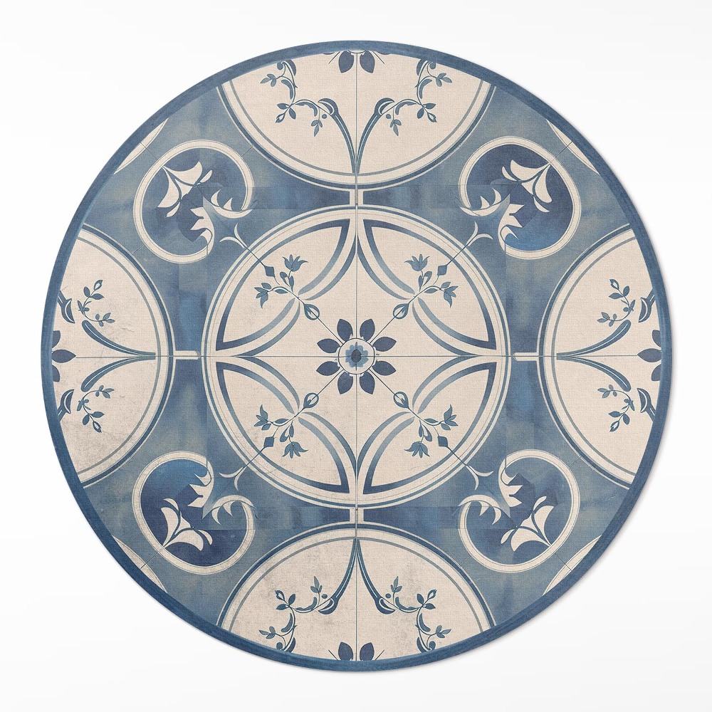 Kulatý vinylový koberec Dekorativní dlaždice s ornamenty vintage
