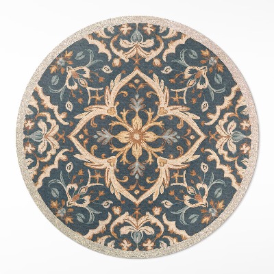 Kulatý vinylový koberec Rostlinný ornament vintage