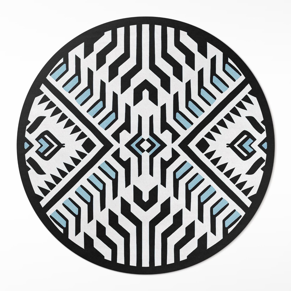 Kulatý vinylový koberec Geometrický abstraktní vzor styl indiánský