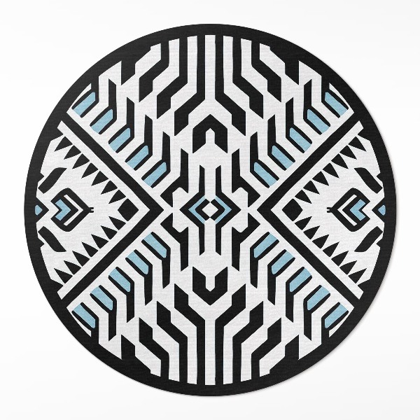 Kulatý vinylový koberec Geometrický abstraktní vzor styl indiánský