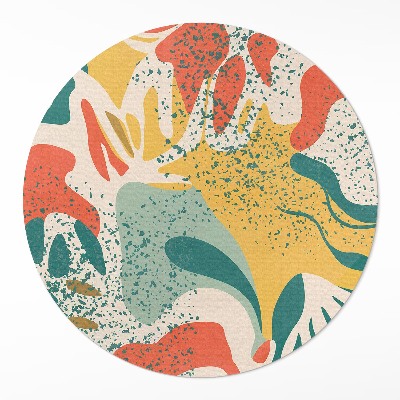 Kulatý vinylový koberec Retro barevné skvrny nepravidelná abstrakce