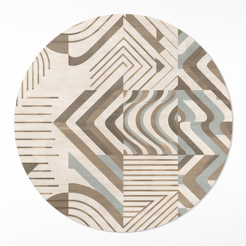 Kulatý vinylový koberec Nepravidelné čáry a tvary abstrakce