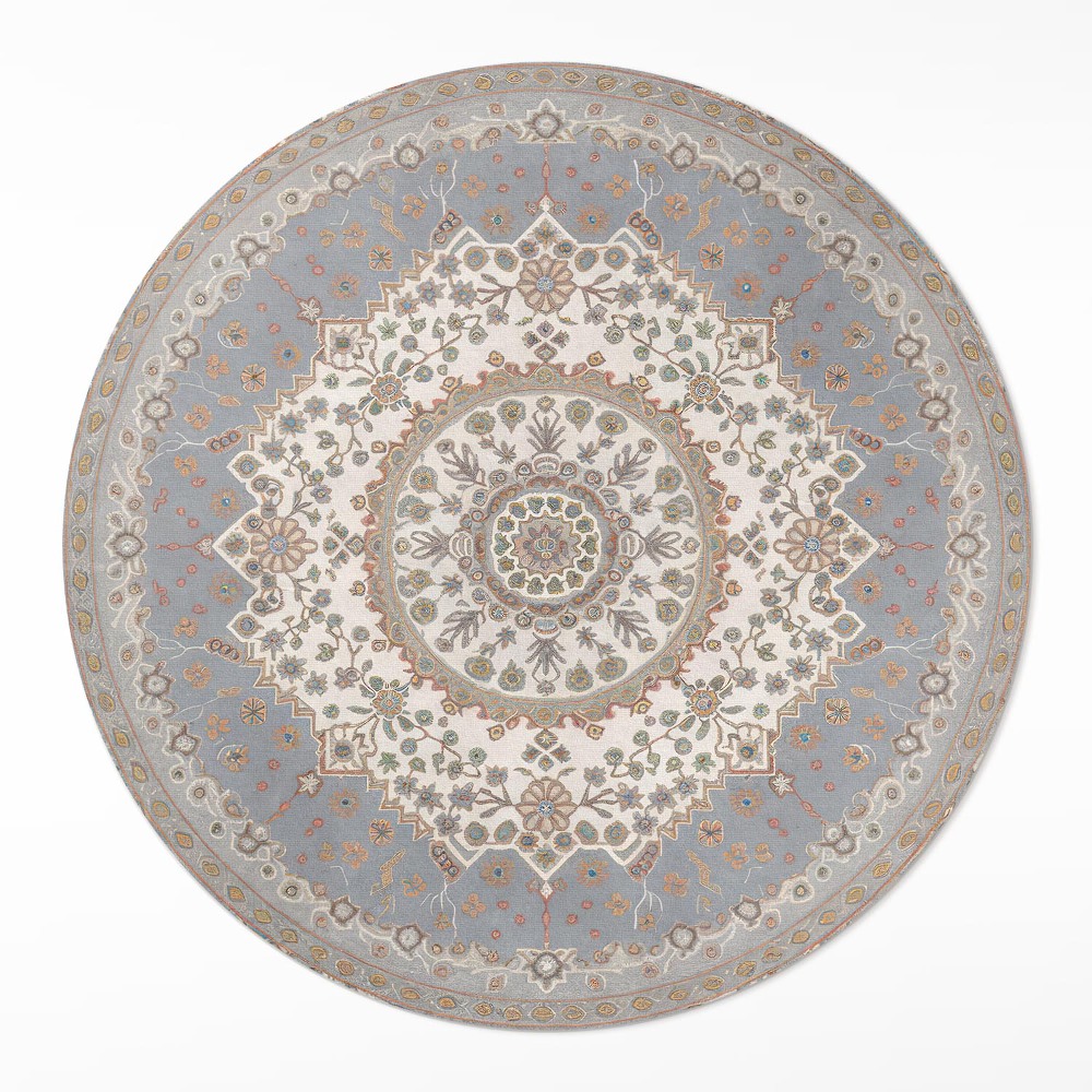 Kulatý vinylový koberec Jemný rostlinný ornament mandala vintage