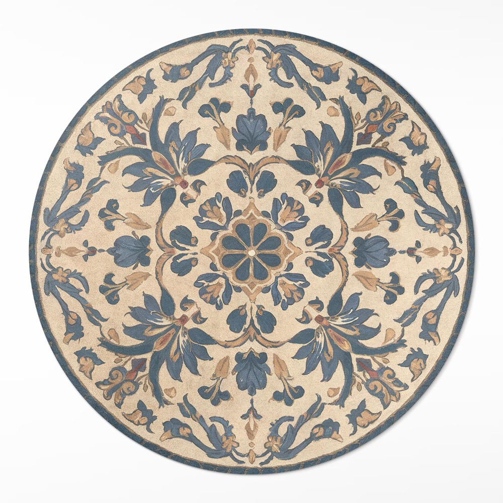 Kulatý vinylový koberec Ornament ve stylu rokoka mandala vintage