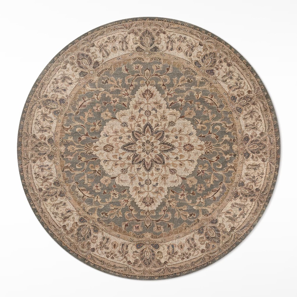 Kulatý vinylový koberec Perské ornamenty v jemných barvách