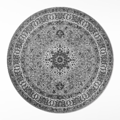 Kulatý vinylový koberec Šedá harmonie