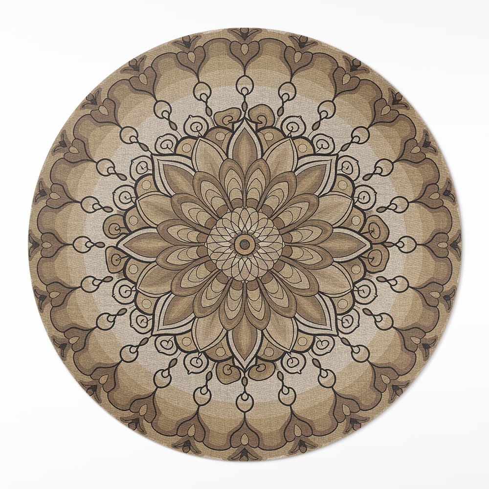 Kulatý vinylový koberec Symetrické vzory mandaly