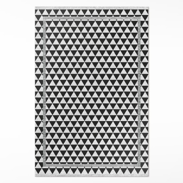 Vinylový koberec Černo-bílé trojúhelníky imitace tkaniny