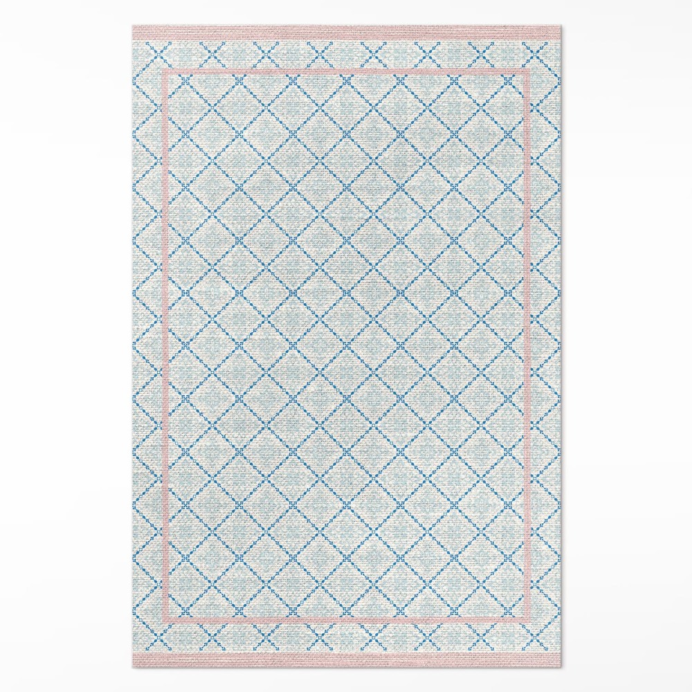 Vinylový koberec Pravidelné modré linie imitace tkaniny