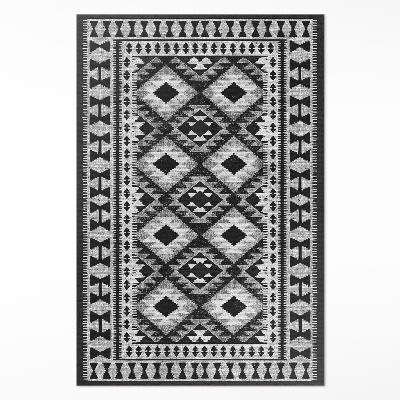 Vinylový koberec Černé kosočtverce imitace tkaniny