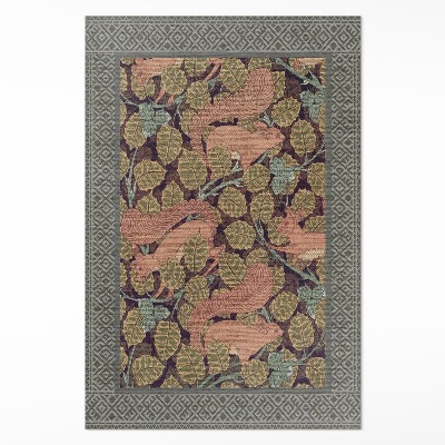 Vinylový koberec Veverky a listy ořešáku ilustrace