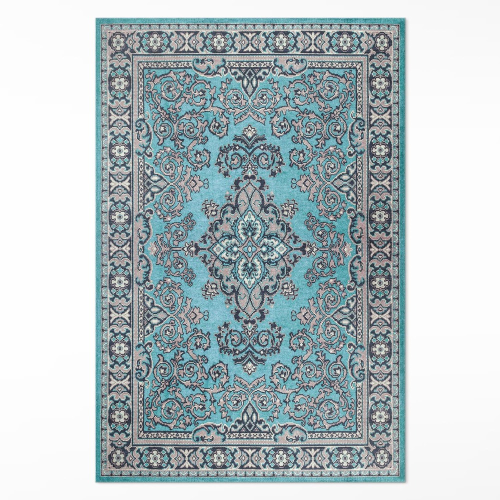 Vinylový koberec Modrý dekorativní vzor rostlinný motiv