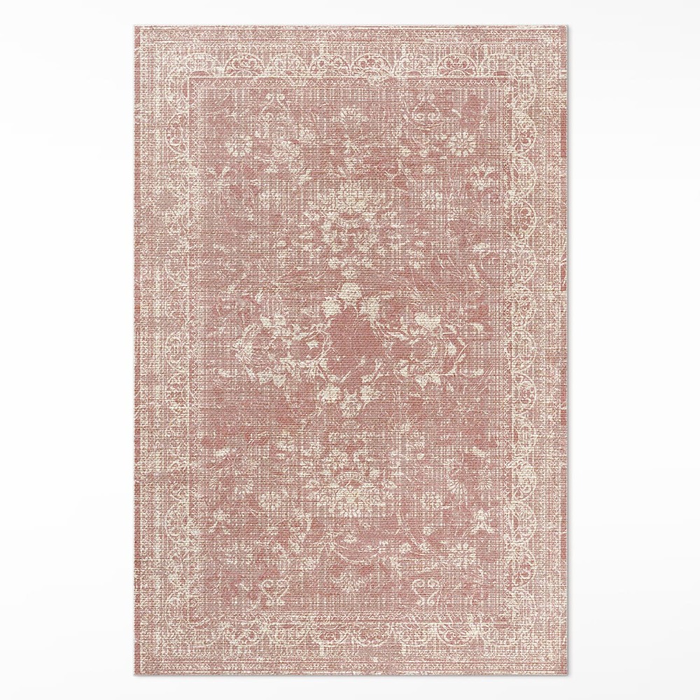 Vinylový koberec Pudrově růžový opotřebovaný květinový vzor vintage