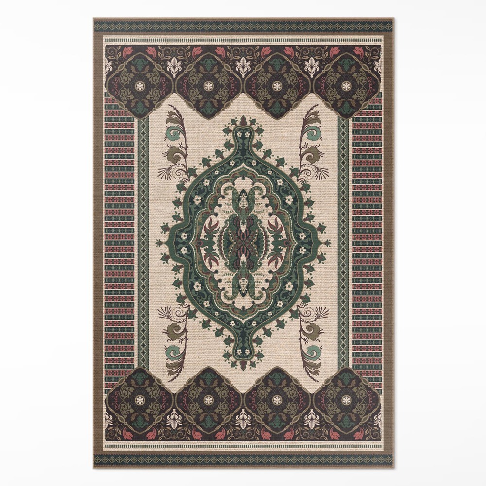 Vinylový koberec Barevná geometrická zeleň