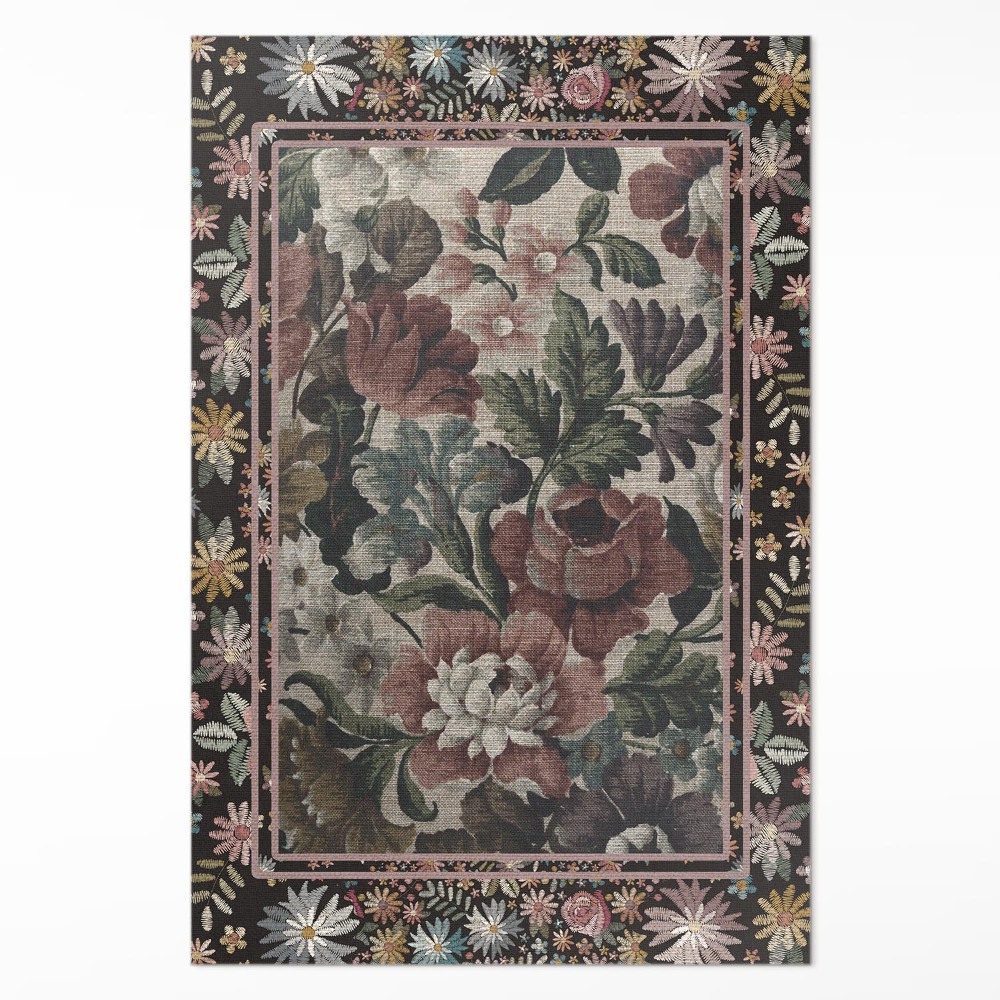 Vinylový koberec Bledé barvy divoké květiny vintage