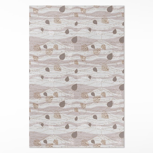 Vinylový koberec Boho lístky na pozadí vln ilustrace