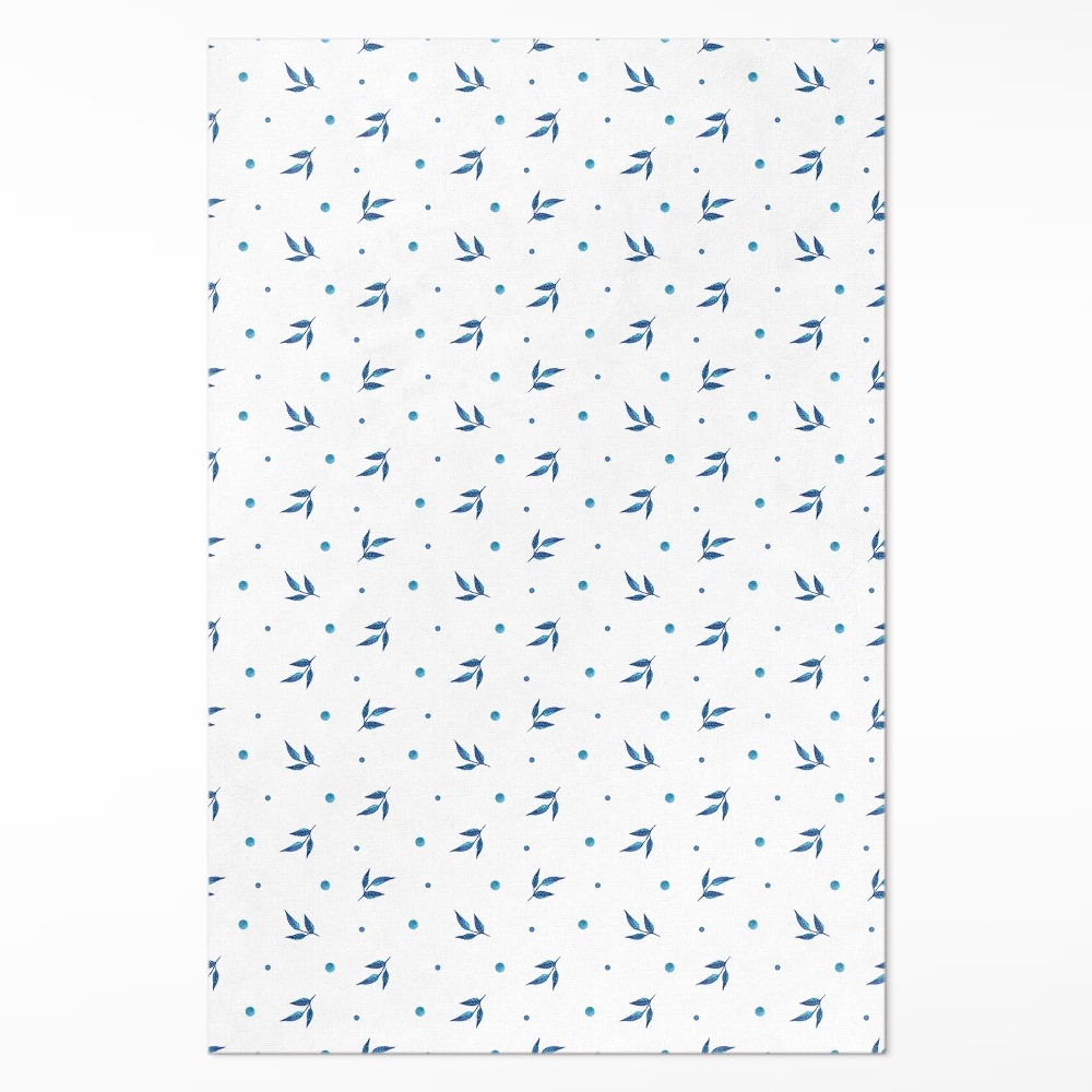 Vinylový koberec Jemné listy a tečky akvarel boho