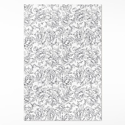 Vinylový koberec Skica květů pivoněk a listů vintage