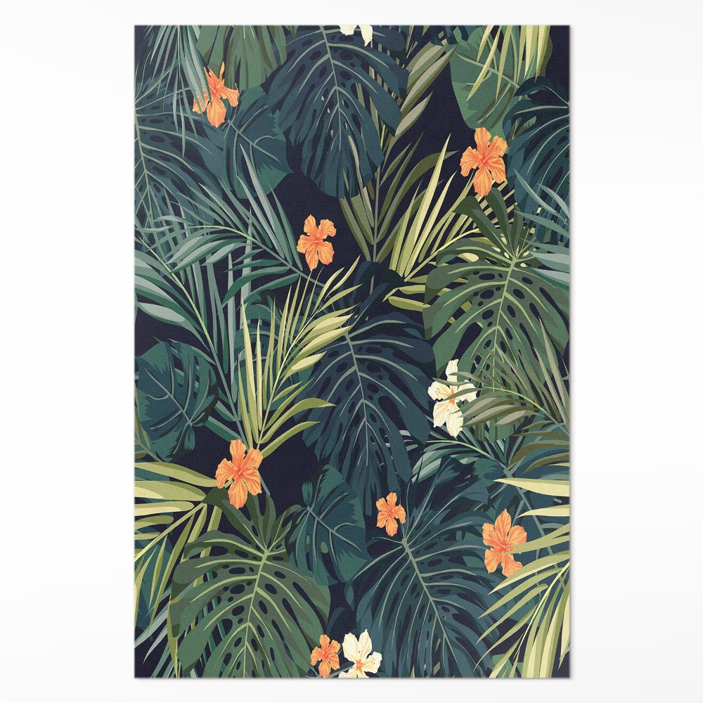 Vinylový koberec Rostlinstvo listy a květiny vintage