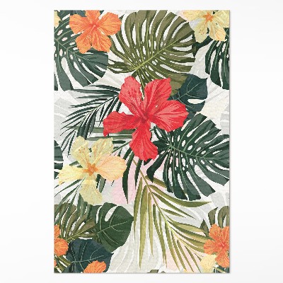 Vinylový koberec Tropické listy monstery a květiny