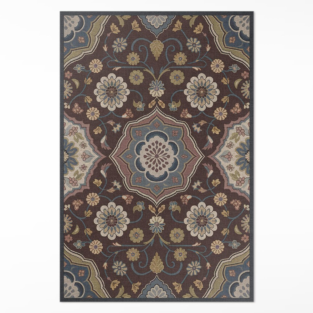 Vinylový koberec Květiny a rostliny ornamentální vzor vintage