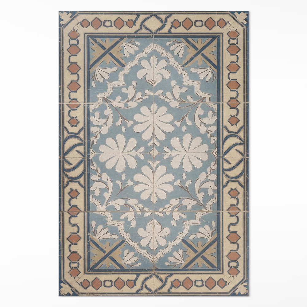 Vinylový koberec Geometrické květinové vzory v retro stylu