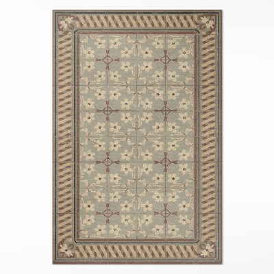 Vinylový koberec Květiny a okvětní lístky v mozaikách retro stylu