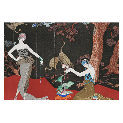 Tapeta do obyvaku Postavy a příroda v art deco stylu