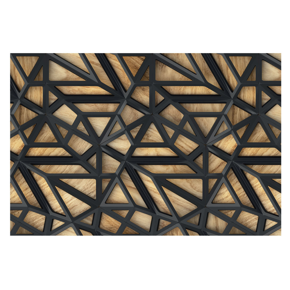 Samolepící tapeta Geometrické trojúhelníky, harmonie dřeva