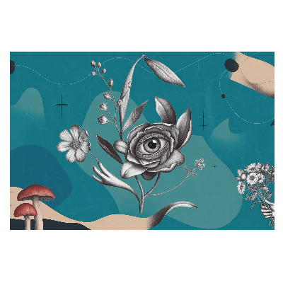 Tapeta do obyvaku Surrealistická koláž s květinami.