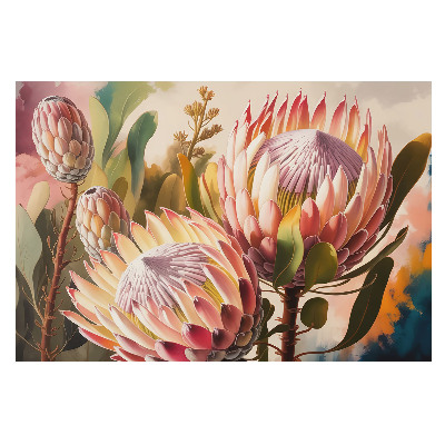 Tapeta do obyvaku Protea květiny pastelové barvy elegance