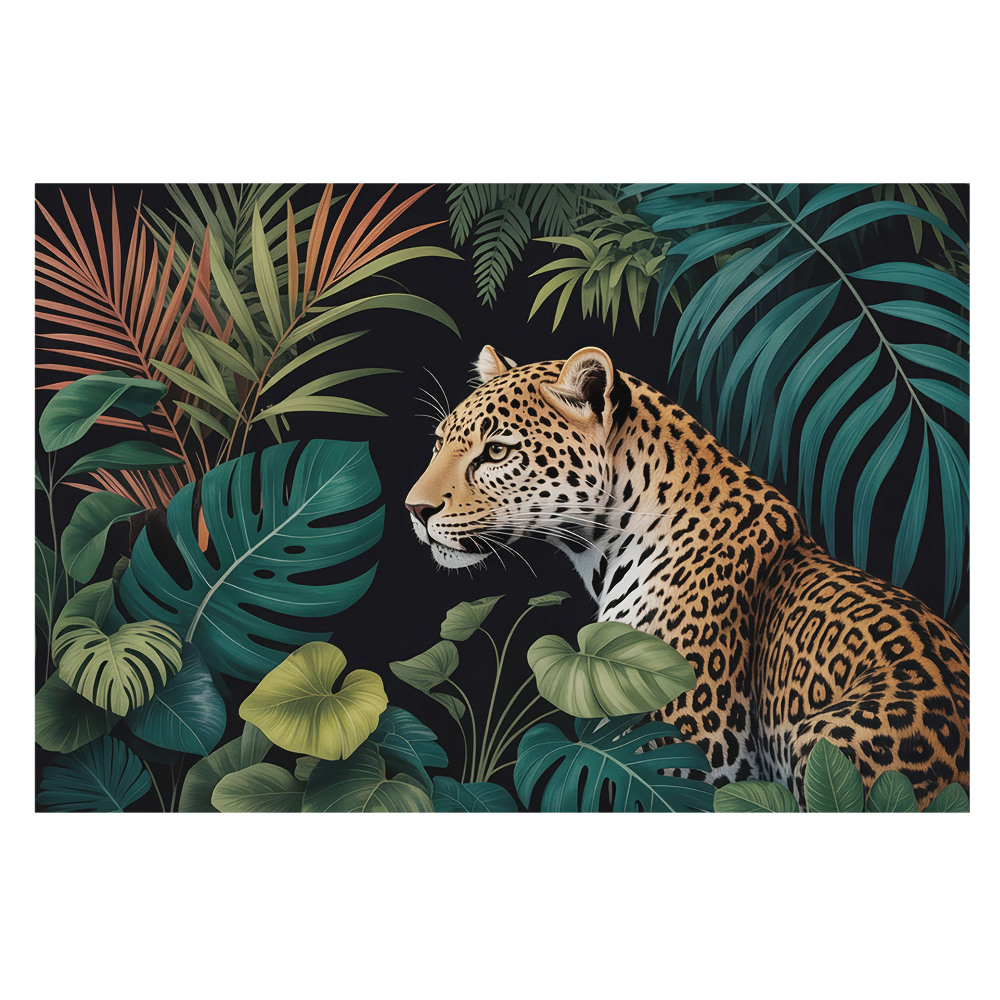 Tapeta na zeď Leopard mezi listím džungle