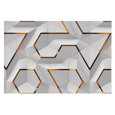 Tapeta na zeď Geometrické šestiúhelníky se žlutými akcenty