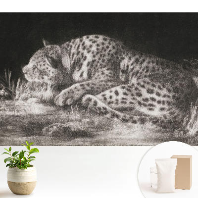 Tapeta do obyvaku Leopard odpočívající v trávě