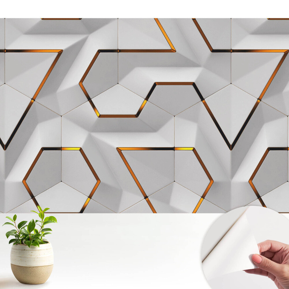 Tapeta na zeď Geometrické šestiúhelníky se žlutými akcenty