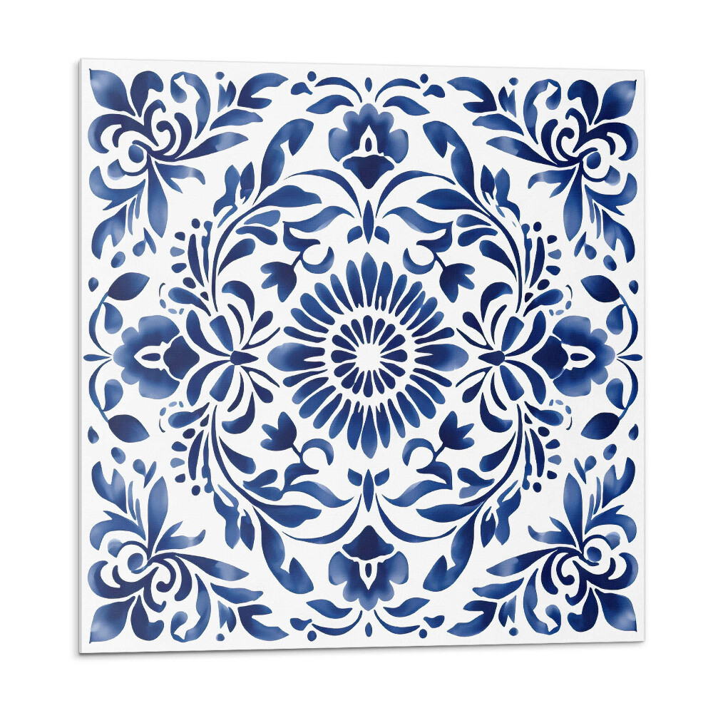 Samolepící podlahové čtverce Květinový vzor s ornamenty