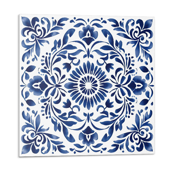 Samolepící podlahové čtverce Květinový vzor s ornamenty