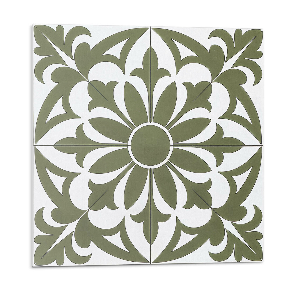 Samolepící podlahové čtverce Květinový vzor s listy