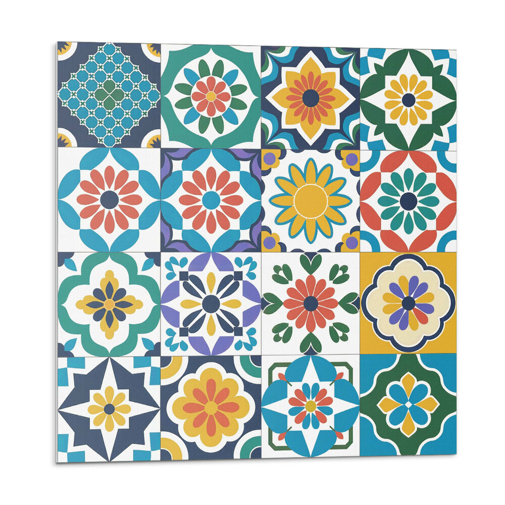 Samolepící dlaždice Květinové a geometrické vzory