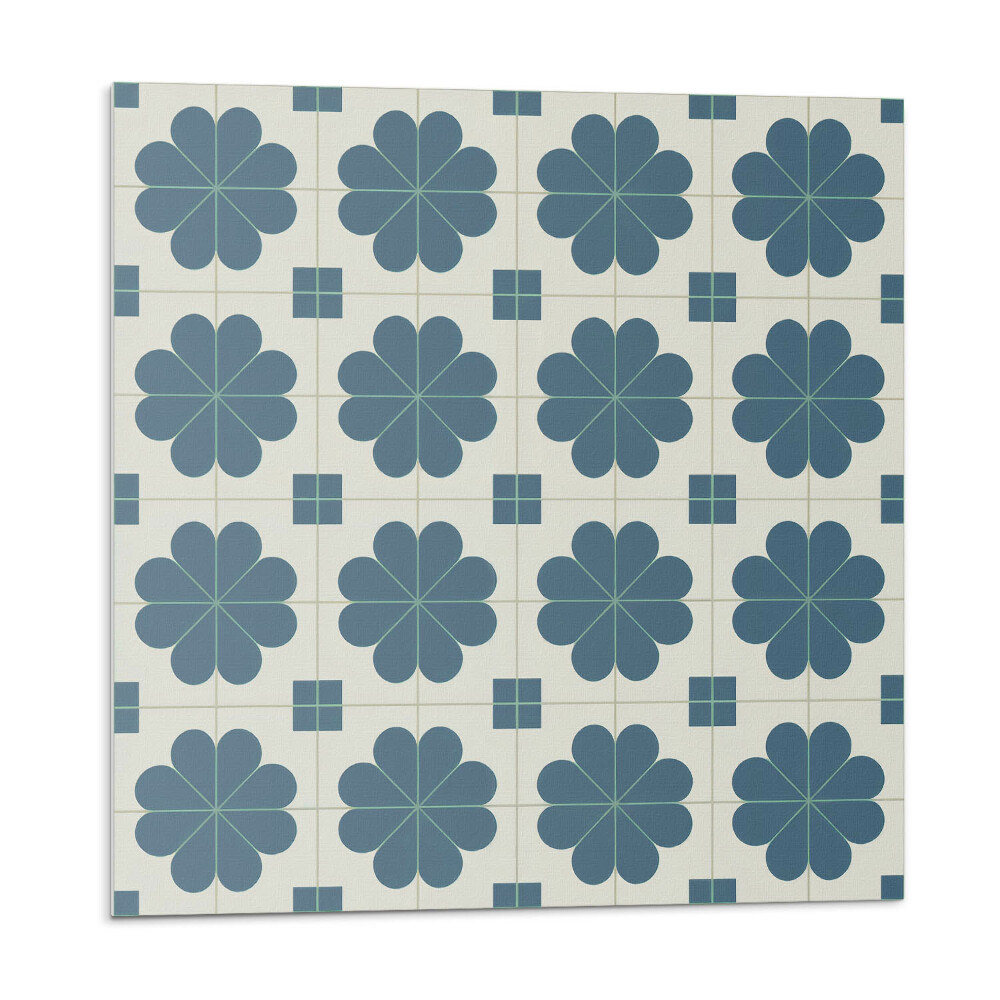 Samolepící podlahové čtverce Květinový károvaný vzor