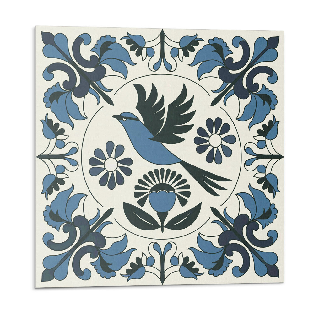 Samolepící dlaždice Ptačí a květinový vzor