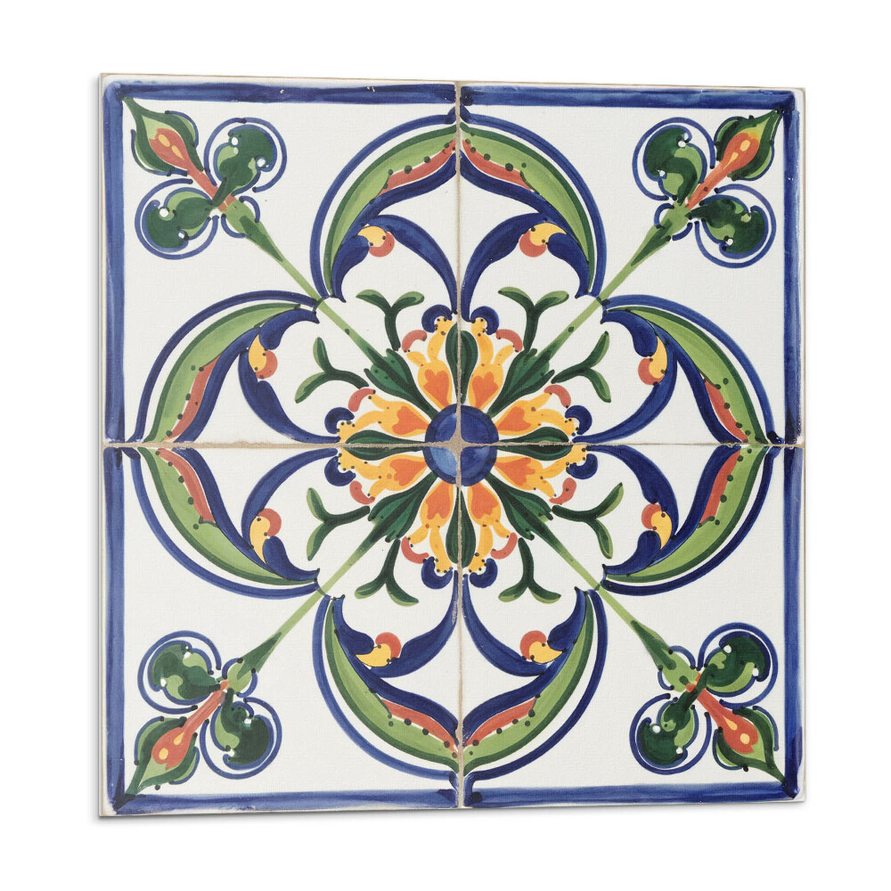 Samolepící podlahové čtverce Květinový vzor na dlaždici