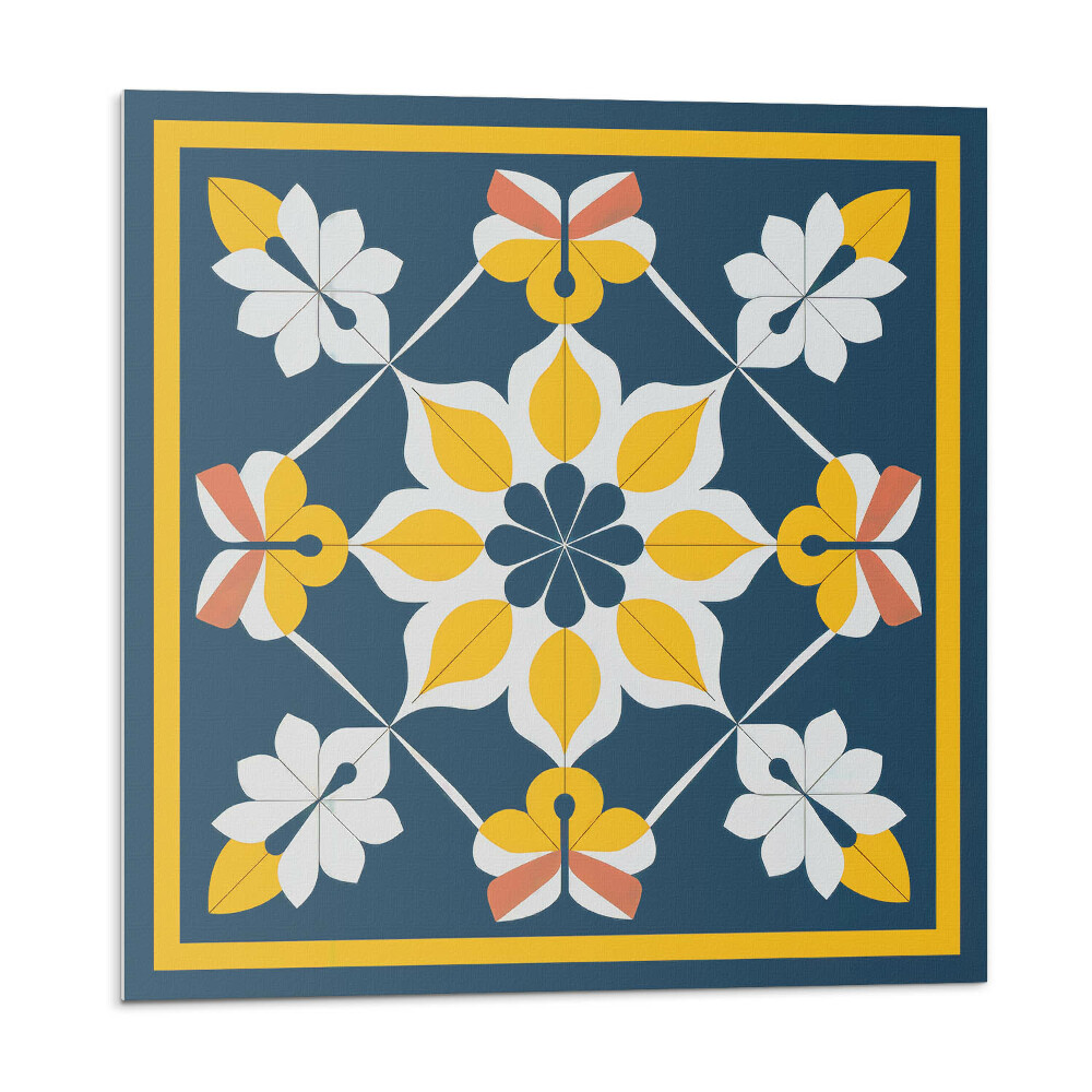 Samolepící podlahové čtverce Květinový vzor v symetrii