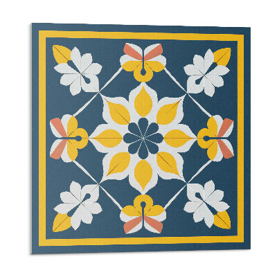 Samolepící podlahové čtverce Květinový vzor v symetrii