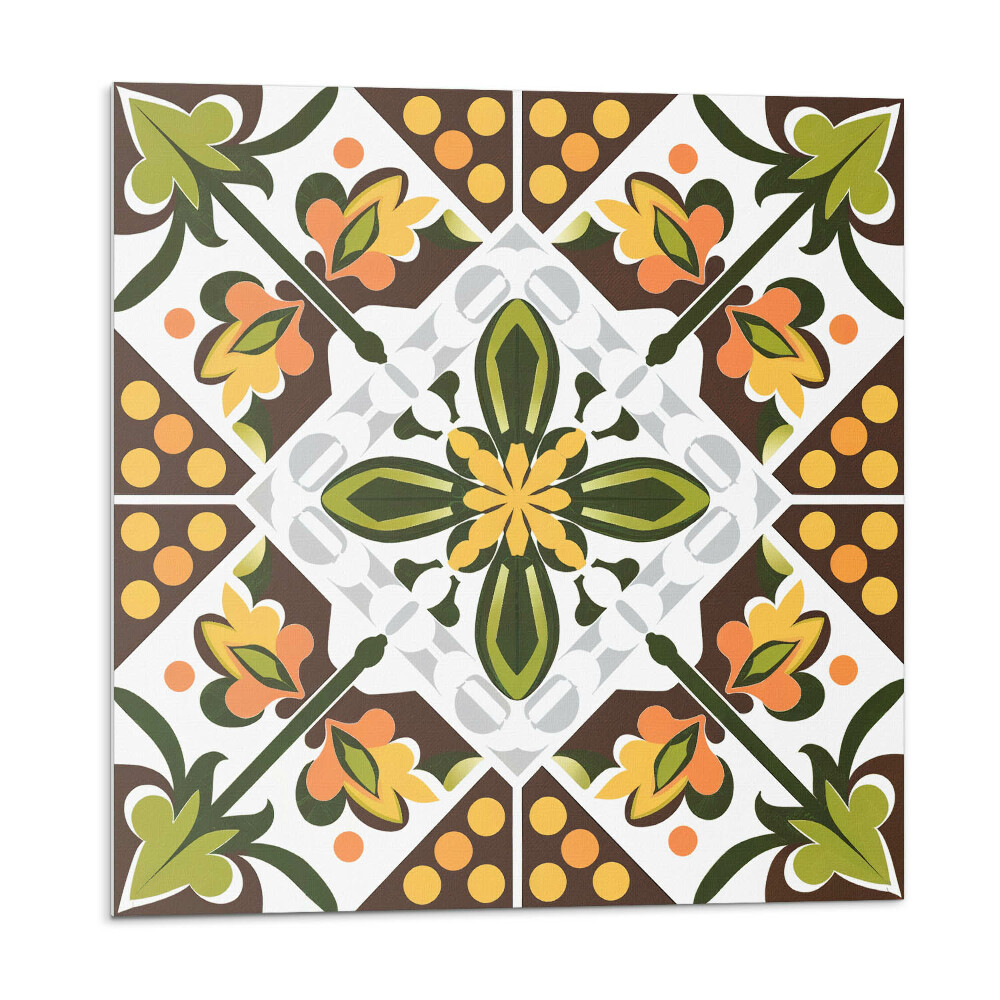 Samolepící podlahové čtverce Květinový vzor v symetrii